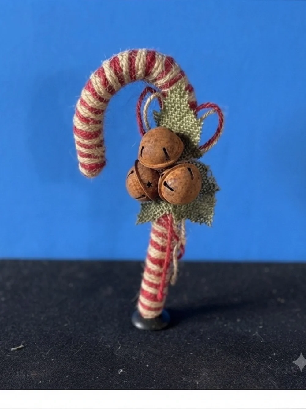 Ruth and Wilde Farmhouse Christmas Burlap Candy Cane Ornaments, Set of 4